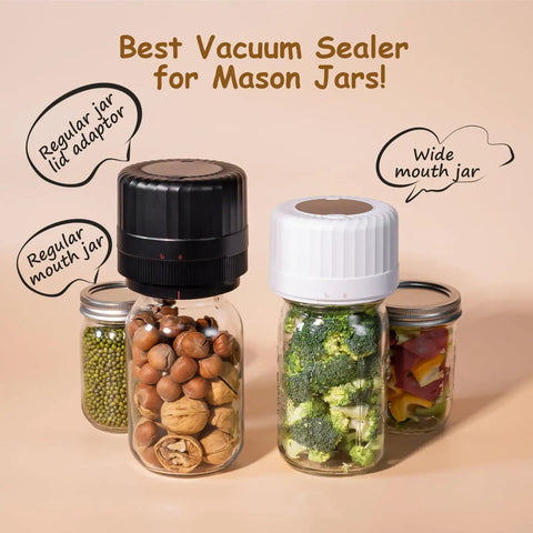 Electric Mason Jar Vacuum Sealer Kit Game Changing With Ten Lids Included Automatic Seal for nut and vegetable storage jars