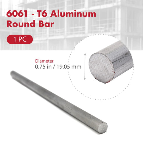 Beefy Strength 0.75 Inch Aluminum Round Bar, 36 Inch Length, 6061-T6 Machinable For CNC Machining, Fabrication, And Marine Projects, Lightweight Yet Durable, Excellent Corrosion Resistance, Great For Tooling And Fixtures, 0.75 in diameter