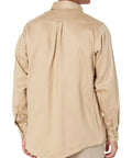 Back view of Regular Fit Flame Resistant Work Shirt Cotton Nylon Blend NFPA 2112 Certified HRC2 Arc Flash Protection lightweight khaki.