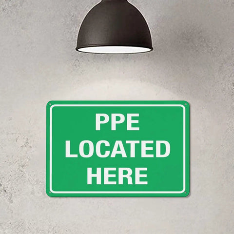 Built Tough PPE Storage Warning Sign 8 By 12 Inch Outdoor Aluminum Safety Marker Job Site Ready Weatherproof Plate with bold lettering.