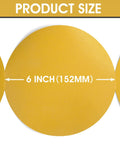Close-up of 6-inch 320 Grit PSA Self Adhesive Sanding Discs Aluminum Oxide Sandpaper 100 Pack size indication as 152mm.