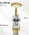 All Metal Matte Black Bathroom Faucet With Pop Up Drain And Overflow, 18/8 Stainless Steel and Brass components detail