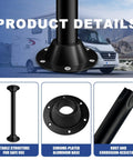 Heavy Duty Aluminum Rv Table Base Mount And Camper Table Legs With Tool Free Height Adjustment Rust Proof Caravan Support Post close-up of base and pole