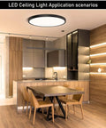 Six Pack 9 Inch LED Flush Mount Ceiling Lights 2880 Lumens Bright As Day 24W Day White 5000K 120V Slim Black Surface Mount Fixture For Kitchen Bedroom Living Room Any Room illuminating modern kitchen.