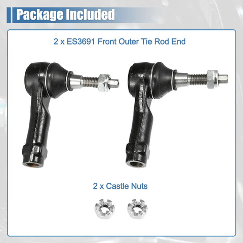 2 Pack Front Outer Tie Rod End Links Kit For Ford F 150 2004 2008 And Lincoln Mark LT 2006 2008 Premium OEM Replacement ES3691 Steering Suspension Upgrade, 2 tie rod ends with castle nuts