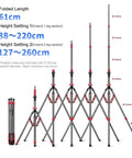 Pro Grade Aluminum Light Stand and Tripod for Photography Adjustable 24 to 102 Inches height comparison chart.