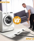 Premium Appliance Moving Sliders With Pull Strap For Tile And Hardwood Floors, Floor Protection Mats, washer and man lifting couch