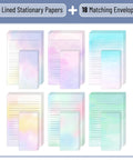 Chic Letter Paper Set With Envelopes 8.18 By 5.5 Inch Size 30 Letter Sheets And 18 Envelopes Six Floral Pastel Designs