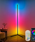 65 Inch Color Changing LED Floor Lamp With Music Sync Remote And App Control Dope Vibe RGB Mood Lighting in living room corner