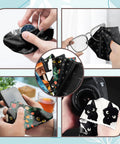 Zewurtuw six-piece microfiber cleaning cloth set for glasses, phones, cameras; 6.3 x 6.3 in with mushroom-cat patterns