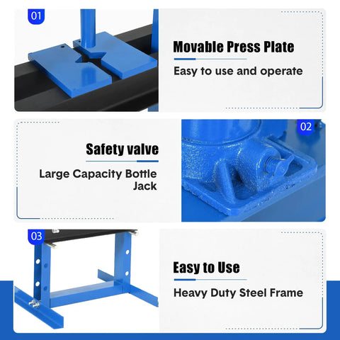 Movable press plate of 6 Ton Hydraulic Shop Press Heavy Duty H Frame Floor Press With Adjustable Height and Stamping Plates.