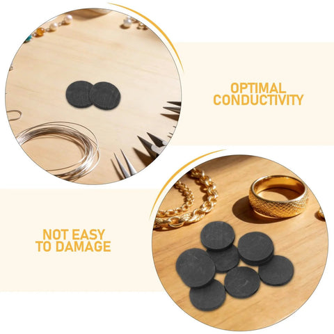 Round Graphite Electrode Plates For Melting And Electrolysis High Purity Graphite Disk Ingots 10 Pieces on wooden surface