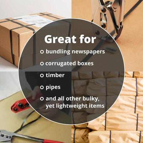 Top Tier 1/2 X 7200 Ft Polypropylene Strapping Roll With 600 Lb Break Strength, used for bundling newspapers and boxes.