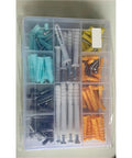 200 Piece Drywall Anchor Screw Set With Self Drilling Zinc Plated Carbon Steel For Quick No Prep Install And Heavy Duty Rust Resistant Mounting Of TVs Cabinets Shelves And Wall Decor, assorted anchors in organizer case