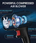 Illustration of 21V Cordless Leaf Blower With 990000 RPM Brushless Motor Dual 6000mAh Batteries Fast Charger Included Lightweight Handheld Design
