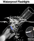 Ultra Bright 150000 Lumens Rechargeable LED Flashlight With Zoomable Beam Five Modes Waterproof Tactical Handheld Light