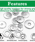 455 Piece 304 Stainless Steel Fender Washer Kit With 15 Size Options For Bolts And Screws M3 To M12 Heavy Duty Flat Washers shown