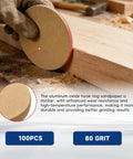Image of 100 Pc Hook Loop Sanding Discs With Aluminum Oxide Grit, designed for smooth quick changes on power tools.