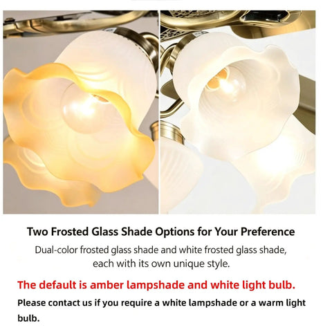 YPDJVLTI Ceiling Fans Lights 48-56Inch LED Fandelier showing amber and white frosted glass shade options.