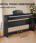 88 Key Weighted Keyboard Piano With Hammer Action Built In Speakers Stand And Triple Pedals Model B83S in living room