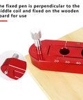 Aluminum Alloy Circular Drawing Tool With Adjustable Radius Scriber For Woodworking, red compass ruler on wood