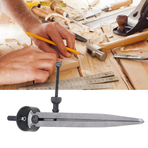Badass Adjustable Carbon Steel Marking Gauge With Rock Solid Flat Legs For Spot On Dovetail Layout And Stress Free Woodworking Scribing in use during marking tasks.