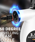 360-degree swiveling steam nozzle of Grab This Badass Portable Handheld Steam Cleaner! 1300W with 3.5 bar power for efficient cleaning.