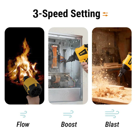 Cordless Air Duster And Blower Tool Only With 50,000 RPM Brushless Motor 3 Speed Adjustable LED Light 20V Max Battery in use