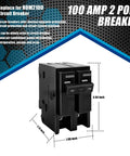 100 Amp 2 Pole Plug-In Circuit Breaker For 120/240V Systems, Thermal Magnetic Protection, Replacement For 2100 Series