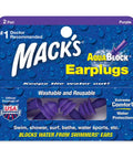 AquaBlock Silicone Ear Plugs For Swimming 2 Pair Waterproof Reusable Ear Protection Purple Packaging