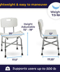 Bariatric Heavy Duty Bathroom Bench With Back Rest No Slip Shower Chair Gray Built To Last Safe For Seniors And Disabled