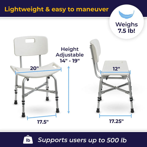 Bariatric Heavy Duty Bathroom Bench With Back Rest No Slip Shower Chair Gray Built To Last Safe For Seniors And Disabled
