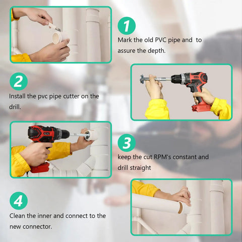 Step-by-step use of Four Piece PVC Pipe Reamer Set With Socket Saver Heads for Removing SCH 40 From Hub in plumbing repair