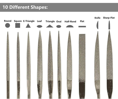 Mini Diamond Needle File Set Ten Pcs Four Inch 100Mm Riffler Files For Jewelry Making And Metalworking With Ten Shapes