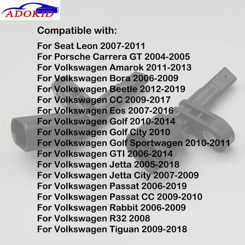 Ready To Run Front And Rear Abs Wheel Speed Sensor Pack Of Four For Volkswagen Vw Passat Jetta Tiguan Beetle Gti Eos Golf Cc Audi A3 Tt 2006 To 2018 Plug And Play Replacement listing compatible models.
