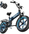 Folding Fat Tire Electric Bike for Adults With 1500W Peak Motor, 60 to 80 Mile Range, 48V 13Ah Battery, in Klein Blue