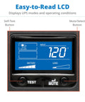 Smart1500LCDT 1500VA UPS Battery Backup LCD display showing voltage output and operational modes