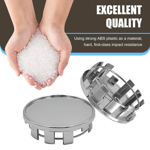 Top Shelf Silver Wheel Center Caps 4 Pack Durable Abs Steel Hubcovers For Cars And Suvs Install In No Time Flat showing ABS plastic and steel design