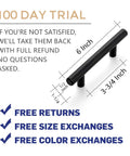 Diagram of 60 Pack 6 Inch Cabinet Pulls Matte Black Stainless Steel Kitchen Cupboard Handles 3.75 Inch Center To Center