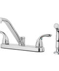 Two Handle Kitchen Faucet With Side Spray In Polished Chrome, Modern High Arc Sink Faucet, shown with sprayer detached