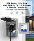 50A Generator Inlet Box And Plug With Built In Circuit Breaker Weatherproof 125 And 250V Power Inlet Set 12500W ETL Listed