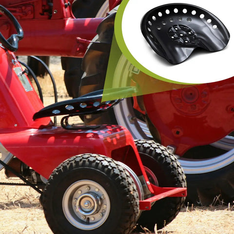 4 Pack Metal Tractor Seat Set Black Heavy Duty Replacement Seats For Lawnmowers Forklifts Farm Equipment Bar Stool Compatible 17 Inch Size Durable Easy Install Universal Fit Weather Resistant black metal seat on red tractor
