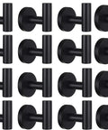 Matte Black Stainless Steel Heavy Duty Wall Hooks Set, 16 Pack displayed in grid layout, showing modern, durable design.
