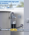 Heavy Duty One Quarter Inch NPT Brass Electric Solenoid Valve Normally Closed AC 110 Volt installed in a water line system