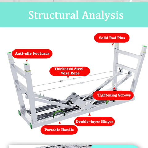 Heavy Duty Folding Scaffold Tower With Adjustable Height And Non Slip Deck Built Like A Tank for structural analysis features showing components.