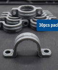 Thirty Pack Real Heavy Duty Three Quarter Inch Pvc Conduit Clamps Flexible Two Hole U Clip Pipe Mounting Straps for wire organization.