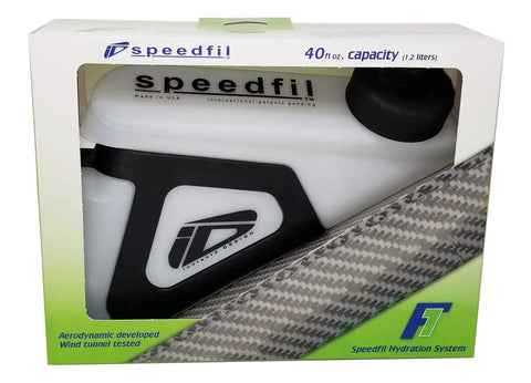 Boxed Hands Free Frame Mounted Bike Water Bottle With Refill Port Aerodynamic Hydration System, white finish visible