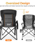 Beefy Oversized Heavy Duty Folding Camping Chair With High Back And Headrest 500 LB Capacity Side Pocket Built For Lawn