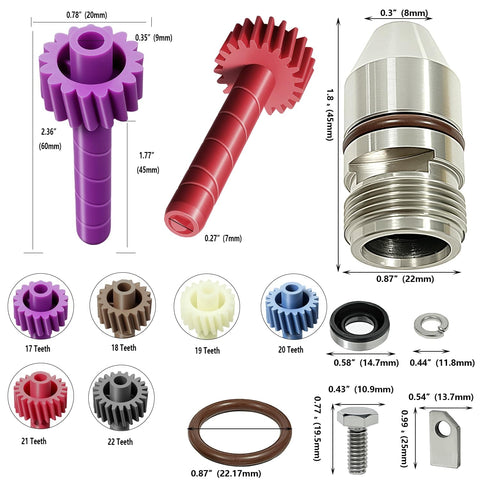Speedometer Driven Gear Kit 17 To 22 Teeth With Bullet Housing For GM TH350 Turbo 350 Transmissions Works With Muncie T10 Saginaw T5 Powerglide 200 350 And Other Classic GM Transmissions