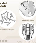 Chic Antique Silver Metal Duckbill Latches, Super Secure Toggle Box Hasps With Lock Hole for Jewelry Cases and Wooden Crafts. Sturdy Hinges Fit 1.6x2.3 Inch Openings Perfectly Plus Included Screws Make Installation Easy For Any DIY Project You Got Going. silver metal latch with screws for wooden boxes and jewelry cases